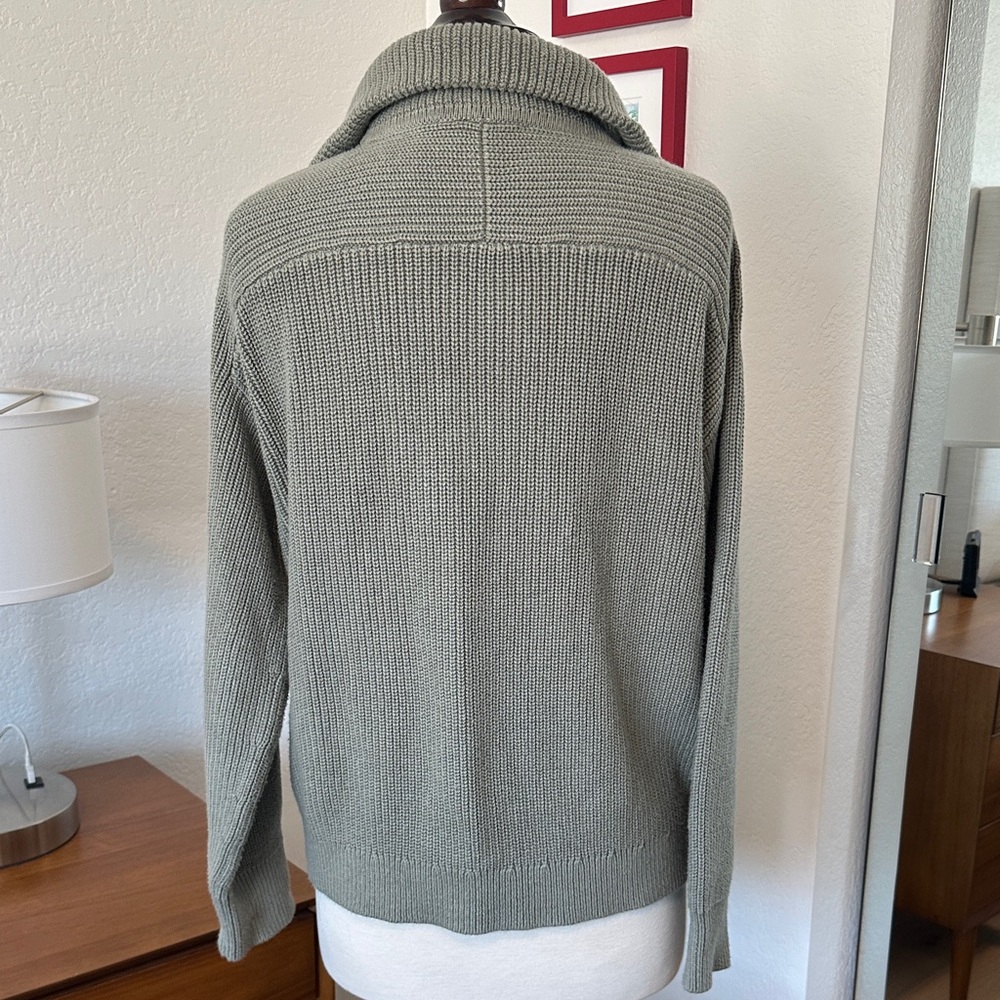 Everlane Half-Zip Ribbed Sweater Pullover - Sage Green - Picture 2 of 4
